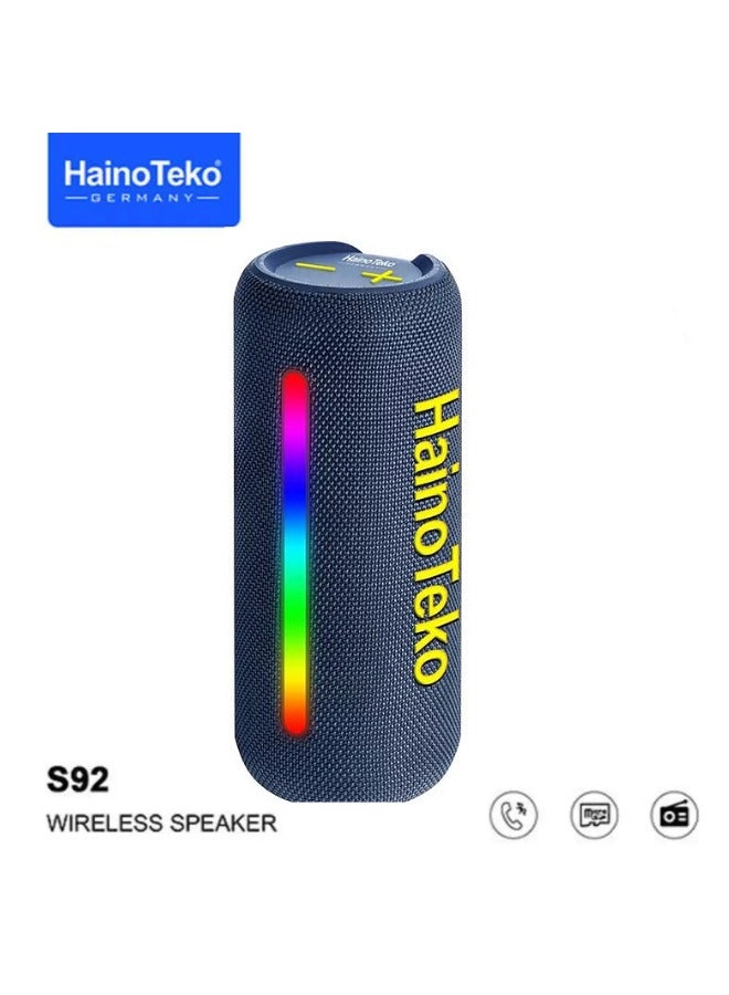 Haino Teko Haino Teko Germany S92 Portable Wireless Speaker With High Bass Sound Quality Multi Functional Button Cotrol and LED Light(Blue) - Image 3