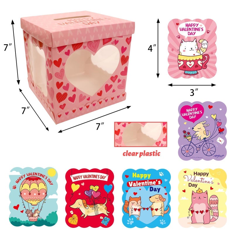 WorldBazaar 36 Pack Valentines Day Animal Cards With Envelopes Cat Dog DIY Craft Mailbox with Windows DIY Valentine' Box for Kids Classroom School Exchange Gift Party Favors - Image 3