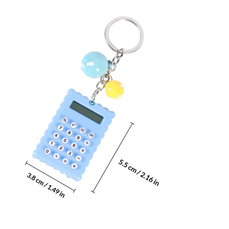 Mini Portable 8 Digit Keychain Calculator For Students Pocket Sized Blue Basic Math Functions - Image 3