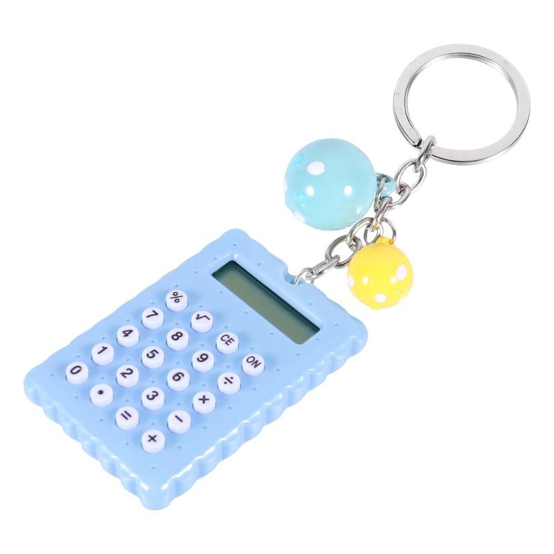 Mini Portable 8 Digit Keychain Calculator For Students Pocket Sized Blue Basic Math Functions - Image 2