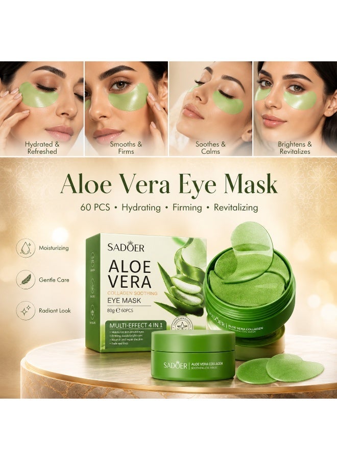 SADOER 60pcs/Box, Luxurious Aloe Vera Collagen Crystal Eye Masks - Deeply Moisturizing, Firming, and Revitalizing Eye Care for a Radiant Look - Gentle, Non-Irritating, and Easy to Use - Image 1