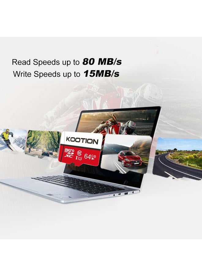 Kootion حزمة 5 بطاقات micro SD سعة 64 جيجابايت فئة 10 بطاقة ذاكرة Micro-SDXC UHS-I عالية السرعة لكاميرا الأمان/الهاتف الذكي/الطائرة بدون طيار/كاميرا داش/الجهاز اللوحي/الكمبيوتر الشخصي C10 U1 64GB 5pack - Image 2