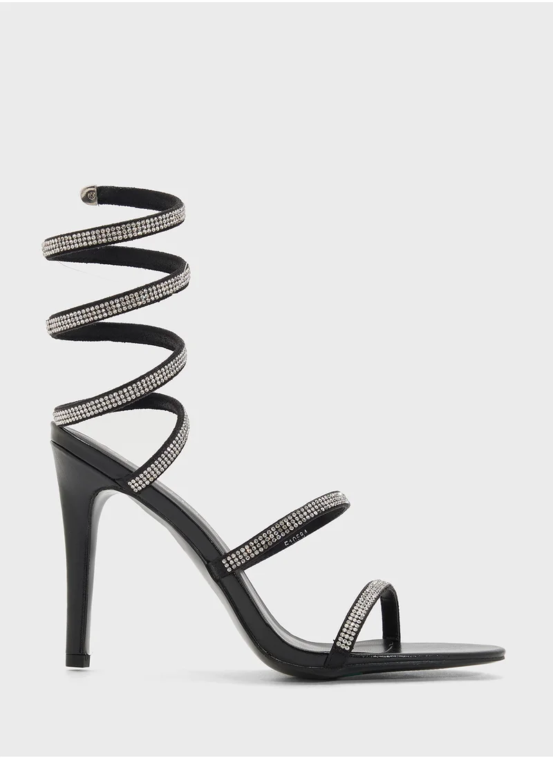 Ginger Embellished  Wrap-Around High Heel Sandal
