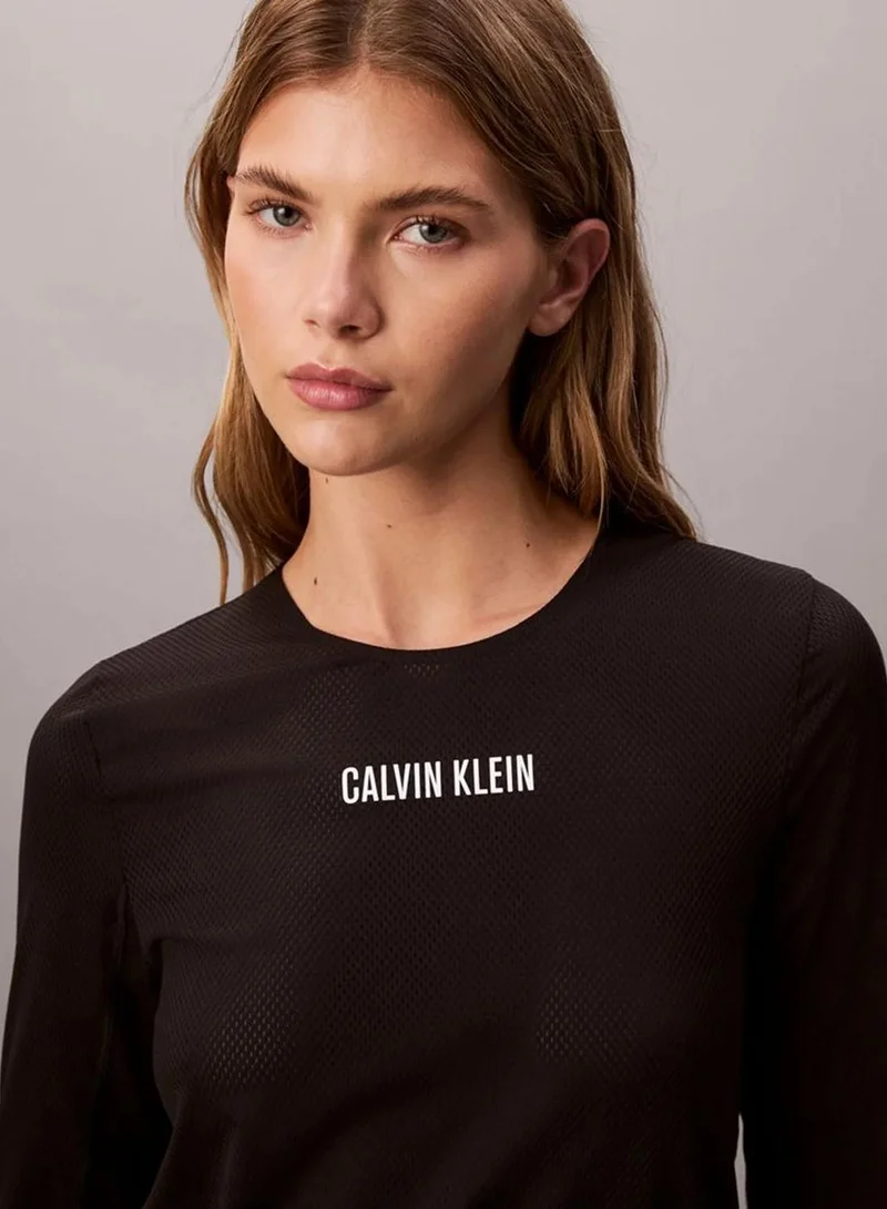 Calvin Klein black Performance Mesh Long Sleeve Gym T-Shirt for Women | Best Price UAE