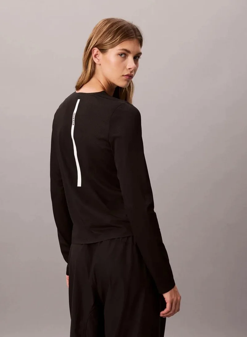 Calvin Klein black Performance Mesh Long Sleeve Gym T-Shirt for Women | Best Price UAE