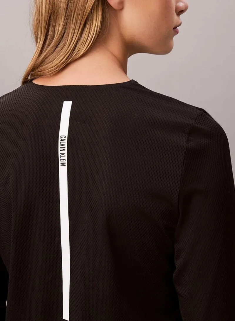 Calvin Klein black Performance Mesh Long Sleeve Gym T-Shirt for Women | Best Price UAE