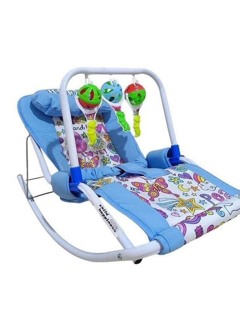 كرسي باونسر هزاز للأطفال مع حامل ألعاب وترفيه – 3 أوضاع قابلة للتعديل – مريح وآمن وسهل الطي والتخزين - Image 1