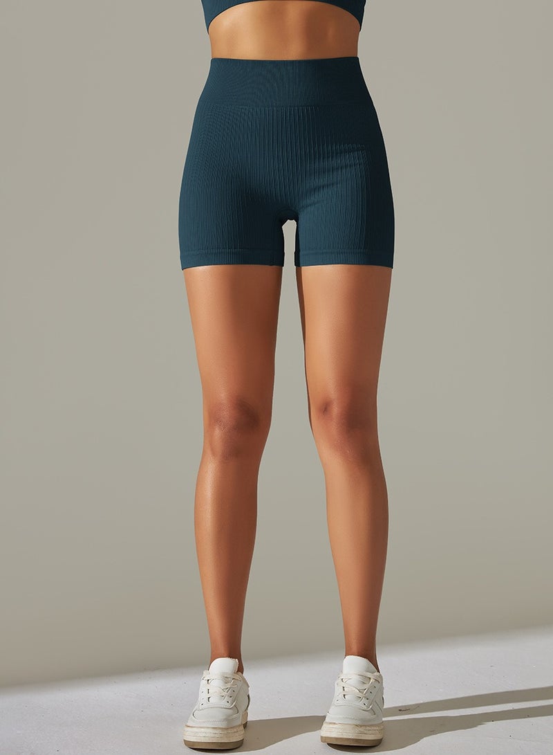 Loquat Yoga Tight Fitting Stretch Soft Shorts Blue  - Image 1
