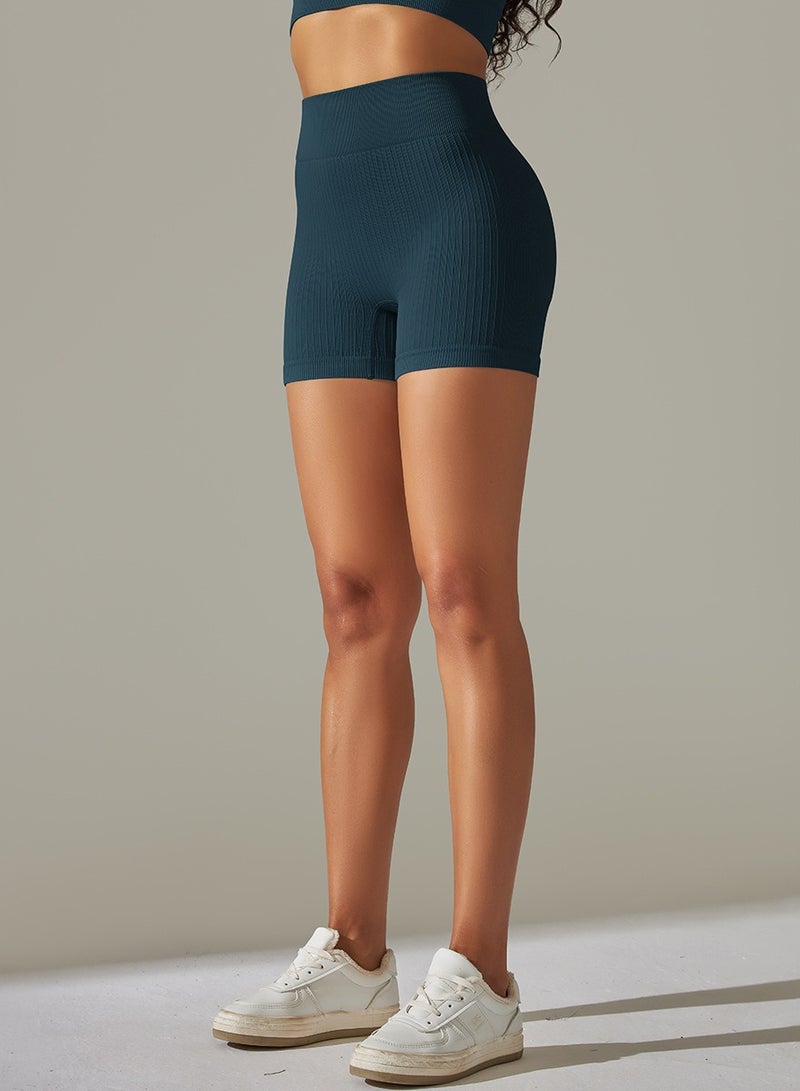 Loquat Yoga Tight Fitting Stretch Soft Shorts Blue  - Image 2
