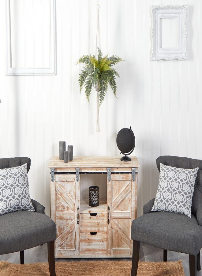 Nearly Natural 25in. Fern Hanging Artificial Plant in Decorative Basket - Image 4