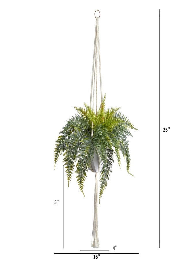 Nearly Natural 25in. Fern Hanging Artificial Plant in Decorative Basket - Image 2