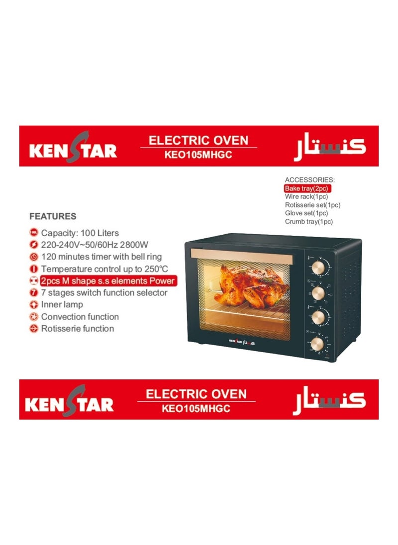 KENSTAR - Electric Oven 100L with Convection and Rotisserie Function| Temperature Control Upto 250c and 120min Timer with Bell Ring 2800W - Image 1