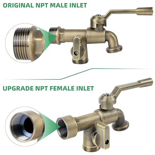 CNYGO Bronze 2 in 1 Double Outdoor Faucet Brass Material Wall Mount 34 inch NPT Female Inlet Outlet FrostProof for Garden Industry and Household Use - Image 3