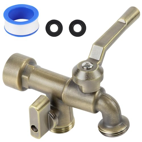 CNYGO Bronze 2 in 1 Double Outdoor Faucet Brass Material Wall Mount 34 inch NPT Female Inlet Outlet FrostProof for Garden Industry and Household Use - Image 1