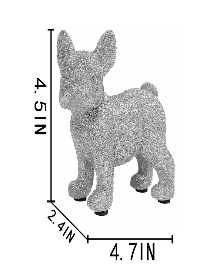 JOOMBE French Bulldog Statue,Resin Sparkly Frenchie Dog Sculpture Decor for Home Living Room Office Bedroom Shelf Desktop Decorations,French Bulldog Gifts for Men and Women,Silver - Image 3