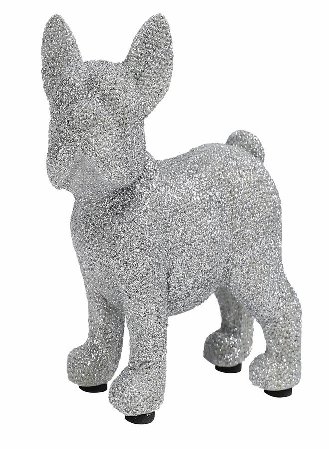 JOOMBE French Bulldog Statue,Resin Sparkly Frenchie Dog Sculpture Decor for Home Living Room Office Bedroom Shelf Desktop Decorations,French Bulldog Gifts for Men and Women,Silver - Image 1