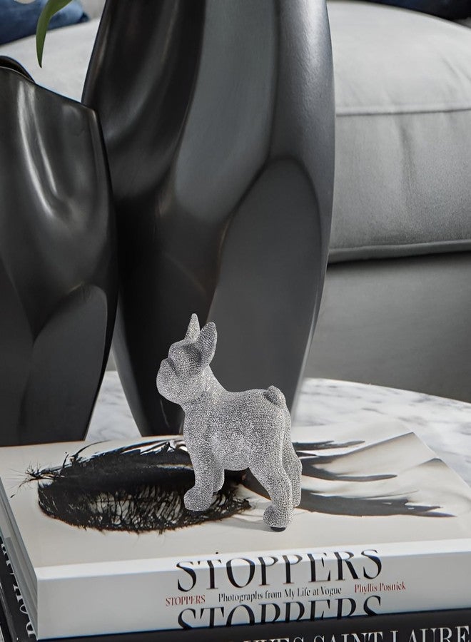 JOOMBE French Bulldog Statue,Resin Sparkly Frenchie Dog Sculpture Decor for Home Living Room Office Bedroom Shelf Desktop Decorations,French Bulldog Gifts for Men and Women,Silver - Image 5