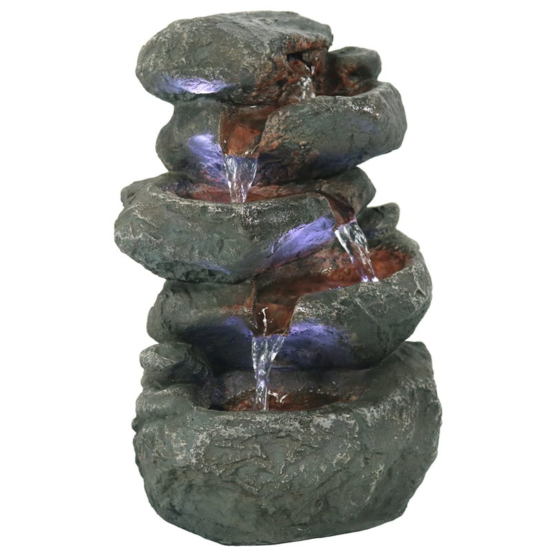 Sunnydaze Sunnydaze Stacked Rocks 105 Inch Indoor Tabletop Water Fountain with LED Lights  Quiet Sounds 