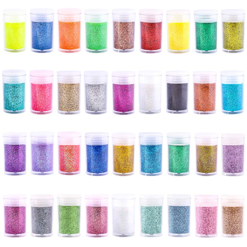 Extra Fine Glitter Set of 36 Colors Nail Arts Cosmetic Resin Crafts Loose Glitter Powder Shaker for Face Body Hair Eye Lip Gloss Makeup Slime and Tumbler Making