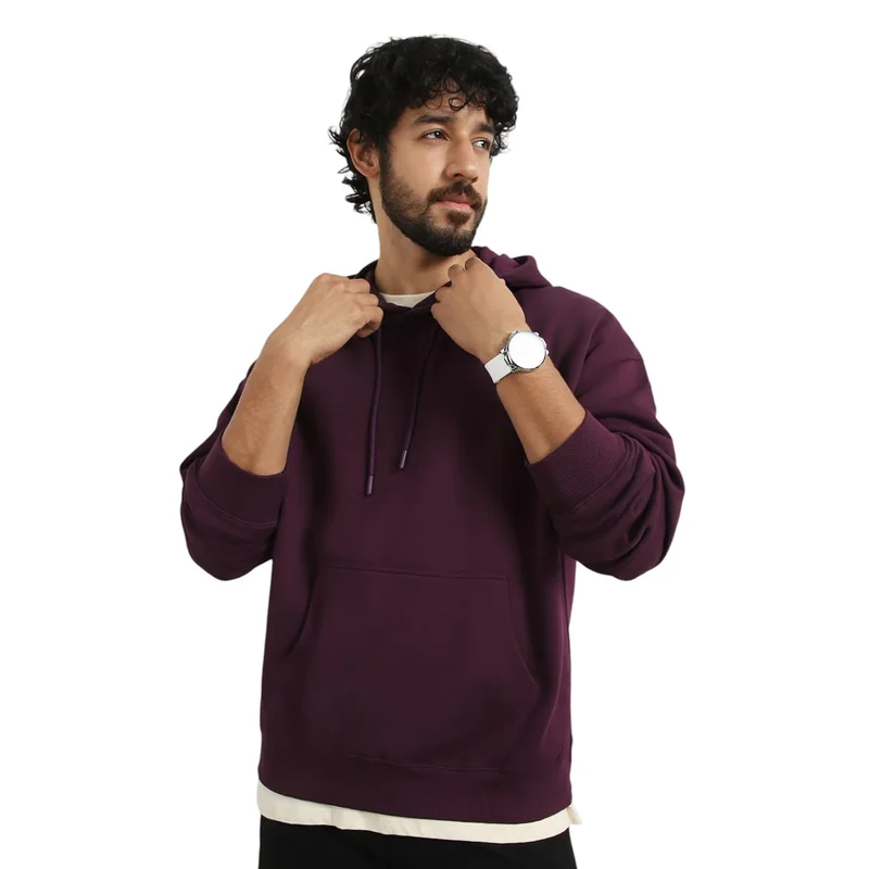 NOBERO Oversized Purple Hoodie for Men
