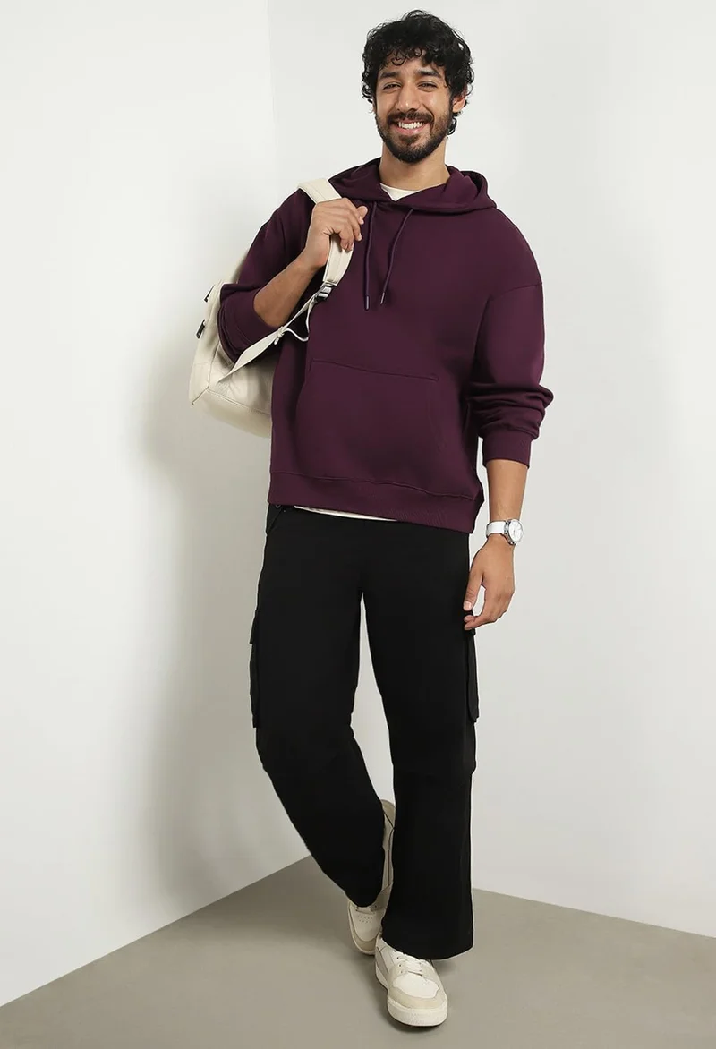 NOBERO Oversized Purple Hoodie for Men