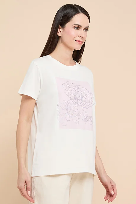 R&B Sequined T-Shirt with Crew Neck and Short Sleeves