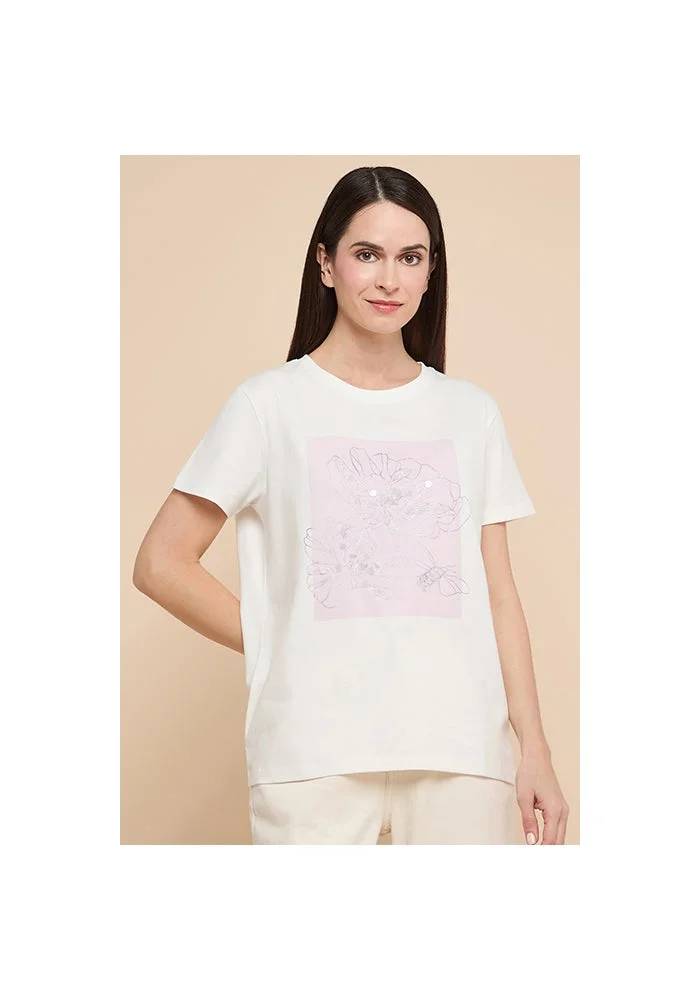 أر أند بي Sequined T-Shirt with Crew Neck and Short Sleeves
