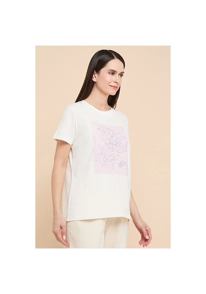 أر أند بي Sequined T-Shirt with Crew Neck and Short Sleeves