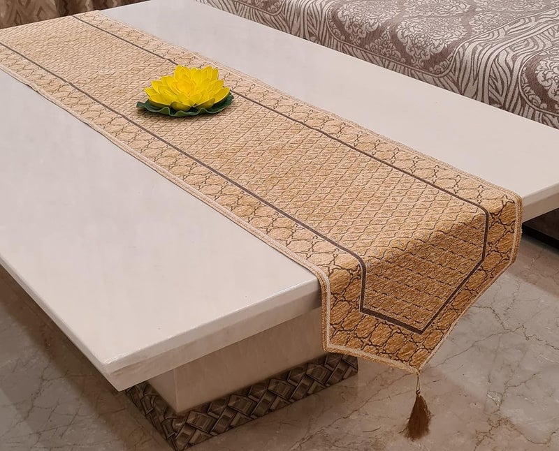Groki 2 Pcs Cotton Heat Resistant NonSlip Table Runner for Dining and Centre Table Combo Pack Size 16x33In Cream - Image 4