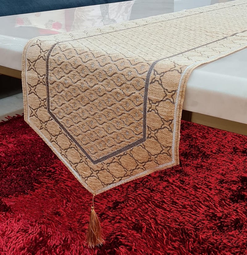 Groki 2 Pcs Cotton Heat Resistant NonSlip Table Runner for Dining and Centre Table Combo Pack Size 16x33In Cream - Image 2