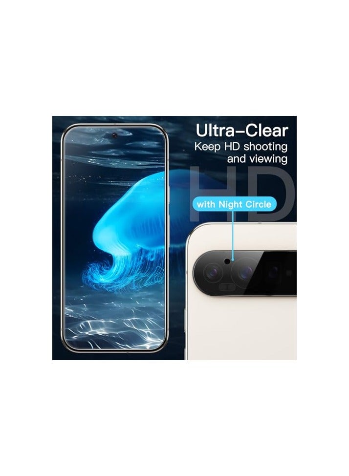 جي تيك واقي شاشة JETech لهاتف Google Pixel 9 Pro مع واقي عدسة الكاميرا، أداة سهلة التركيب، متوافق مع بصمات الأصابع، غشاء زجاجي مقوى، شفاف عالي الدقة، عبوتان لكل منهما - Image 4