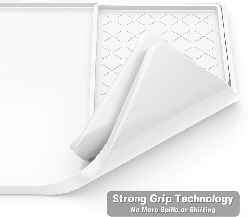 Rnivvi حصيرة قهوة من السيليكون من ، مقاس 16" x 24"، مقاومة للماء وذات حافة مرتفعة، مناسبة لملحقات محطة آلة الإسبريسو، وسادة لتجفيف الأطباق قابلة للفك ومقاومة للحرارة للعمل على طاولة المطبخ، لون أبيض - Image 5