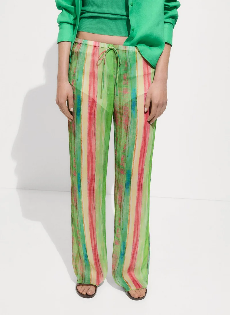 MANGO Transparent Printed Pants