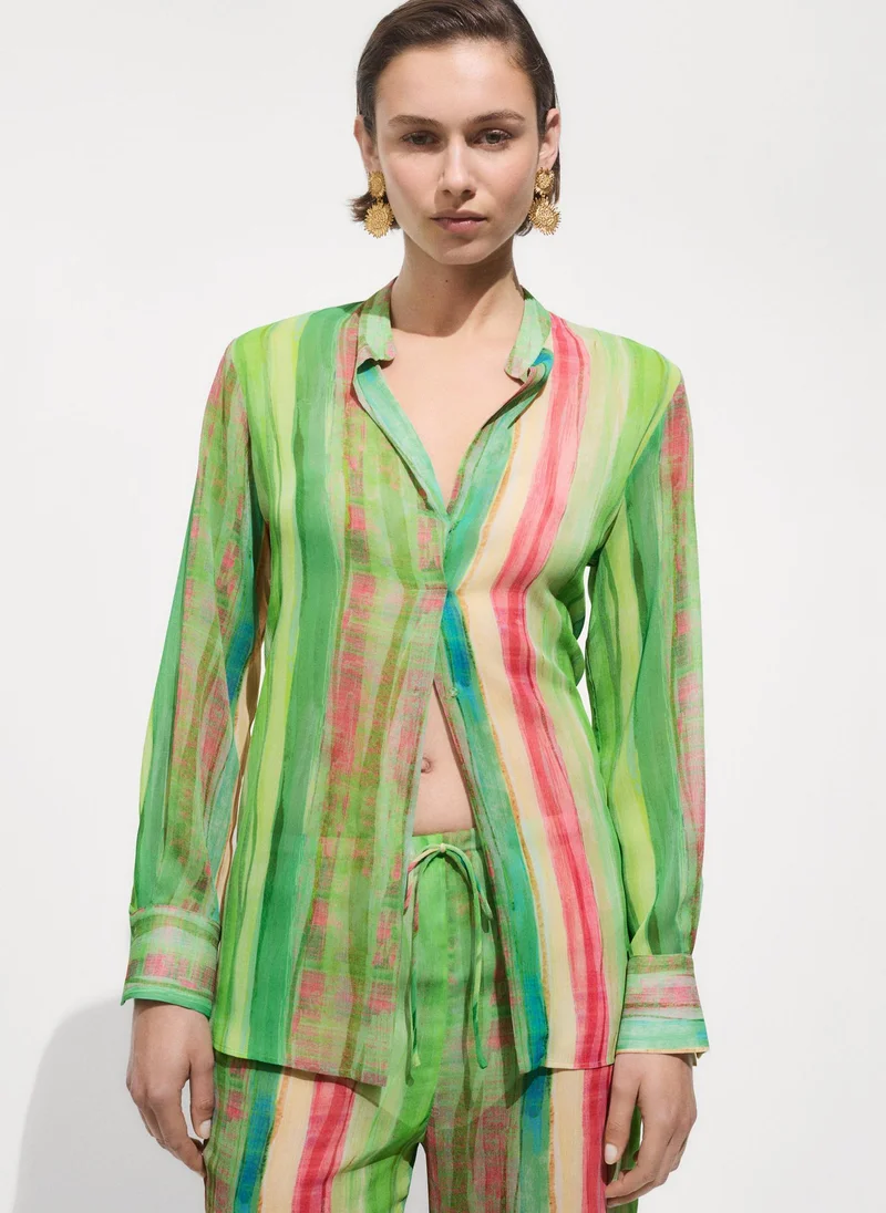 MANGO Transparent Printed Pants