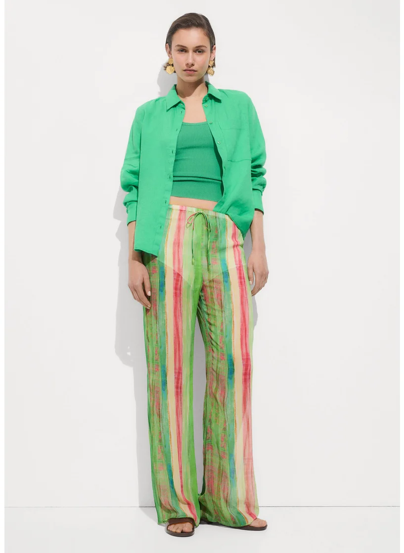 MANGO Transparent Printed Pants
