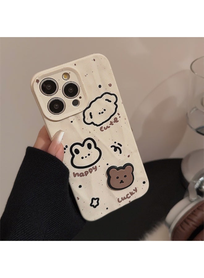 NIBEMINENT Three Dimensional Ink Wash Animal Graffiti Protective TPU Case Cover For iPhone 15 Pro Max, Off White - Image 2