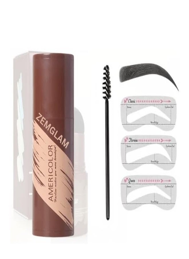 ZEMGLAM Eyebrow Stamp Stencil Kit, One Step Brow Stamp Makeup Powder, Reusable Eyebrow Stencils Shape Thicker and Fuller Brows, Waterproof Long Lasting (Brown) - Image 1