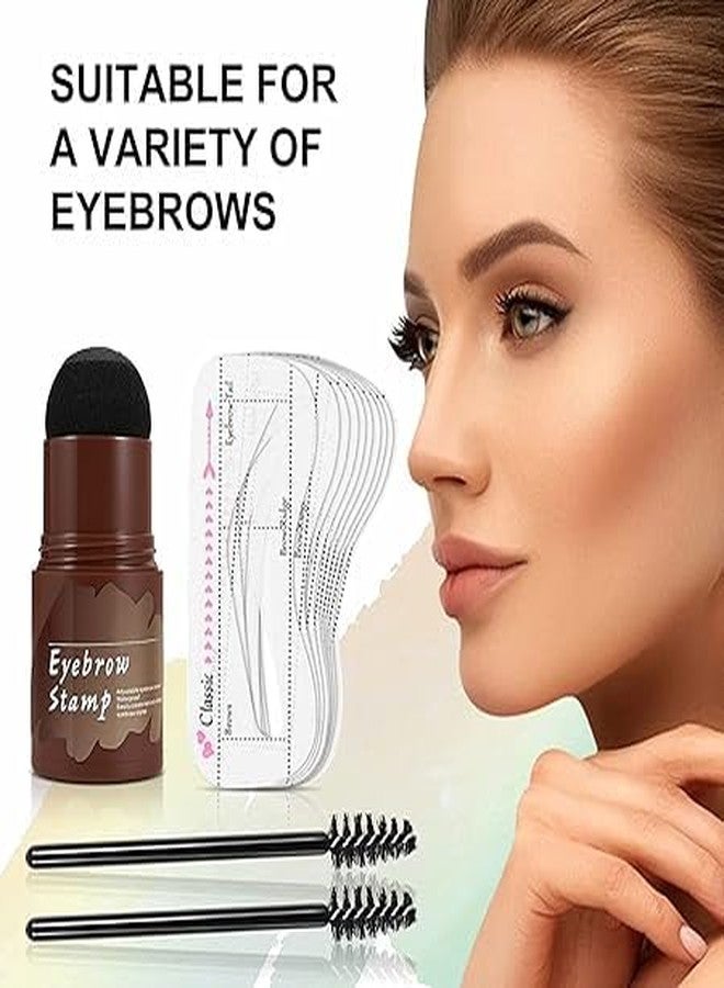 ZEMGLAM Eyebrow Stamp Stencil Kit, One Step Brow Stamp Makeup Powder, Reusable Eyebrow Stencils Shape Thicker and Fuller Brows, Waterproof Long Lasting (Brown) - Image 2