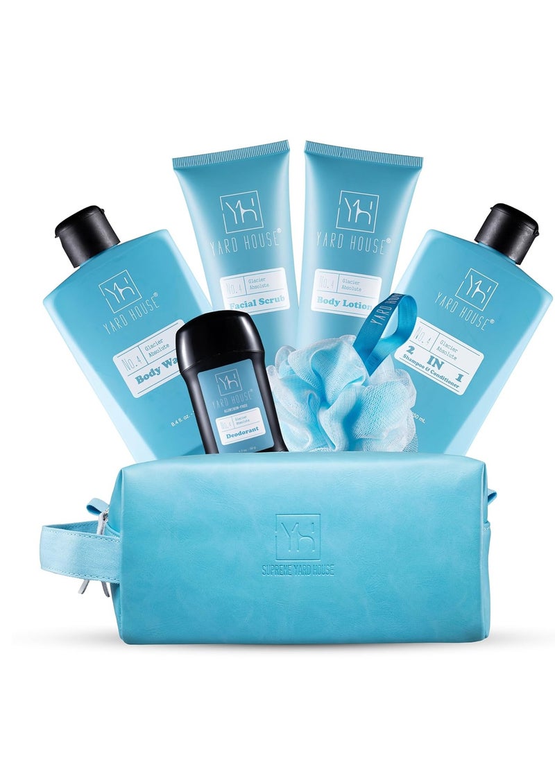 Yard House - Bath and Body Mens Gift Set - Glacier Absolute - Premium Fathers Day Birthday Christmas Gifts Ideas For Him - Skin Care Kits For Men in Leather Toiletry Bag w. Full Size Items - Image 1