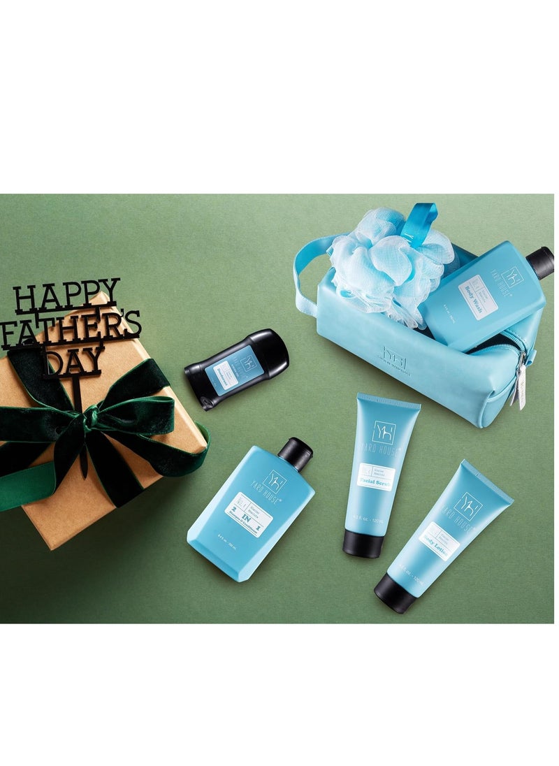 Yard House - Bath and Body Mens Gift Set - Glacier Absolute - Premium Fathers Day Birthday Christmas Gifts Ideas For Him - Skin Care Kits For Men in Leather Toiletry Bag w. Full Size Items - Image 1