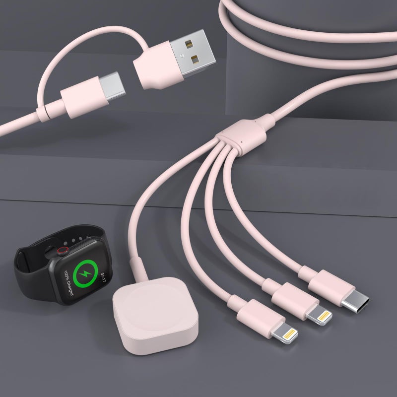 MTAKYI 4 in 2 iWatch Charger Cable for Watch and iPhone, 6FT/1.8M Charging Cable iPhone and Watch Charger Combo, Multi iWatch Charger Cord, Travel iPhone and iWatch Charger for Apple Watch/iPhone/AirPods - Image 1