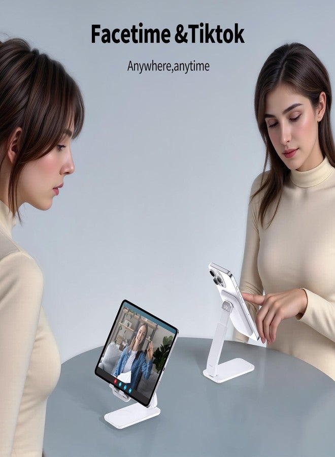 iWALK Magnetic Cell Phone Stand for Desk, Angle and Height Adjustable Mobile Phone Holder, Foldable Magnet Stand for iPhone 17 16 15 14 13 12 Pro Max and iPad, Cell Phone Holder for Samsung, White - Image 5
