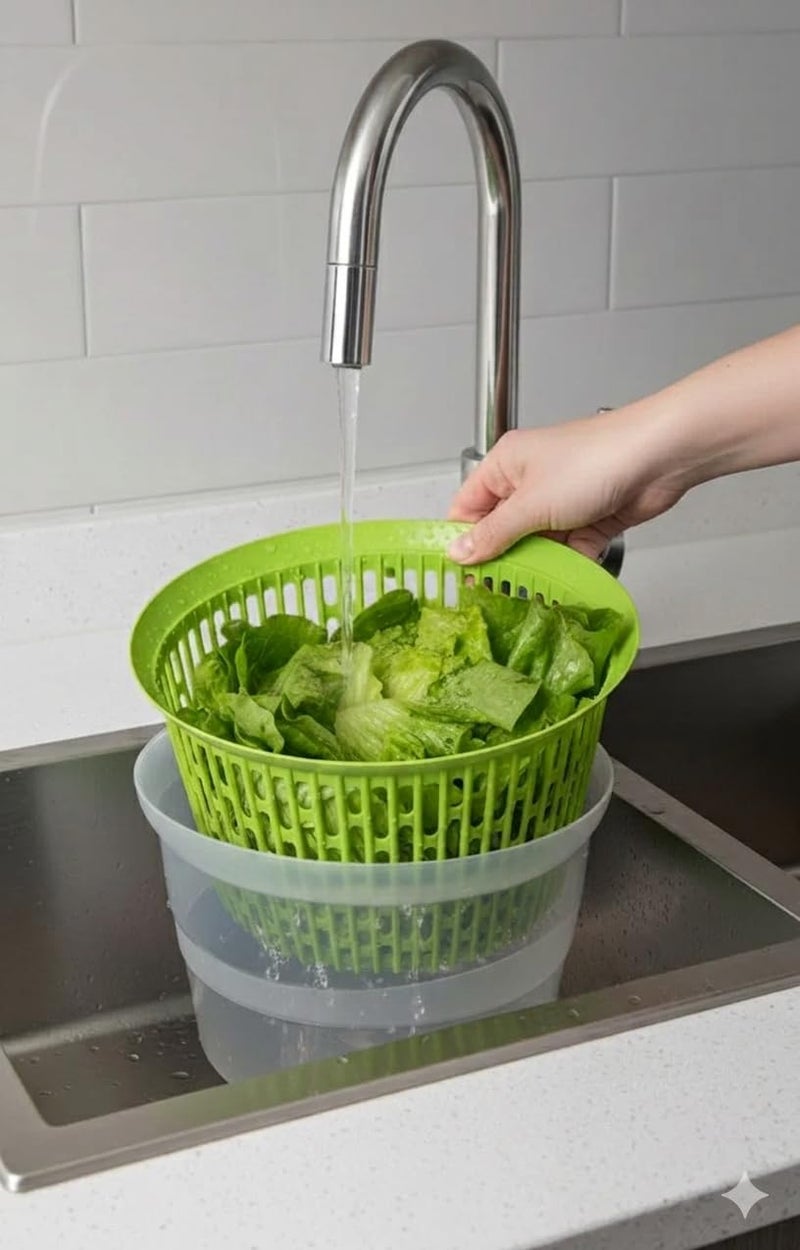 Salad Dryer 3.5L Capacity with Detachable Strainer and Clear Lid, BPA Free, Dishwasher Safe - Image 2
