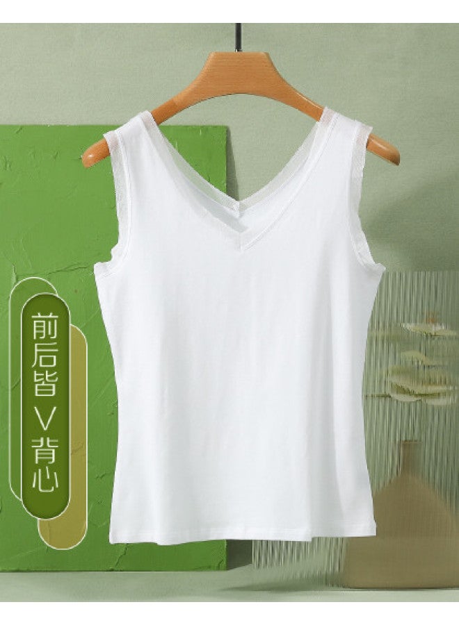 Red Bean Lace V-Neck Camisole For Women - Soft Cotton, Breathable Comfortable, Versatile, Wearable As Outerwear - Image 1