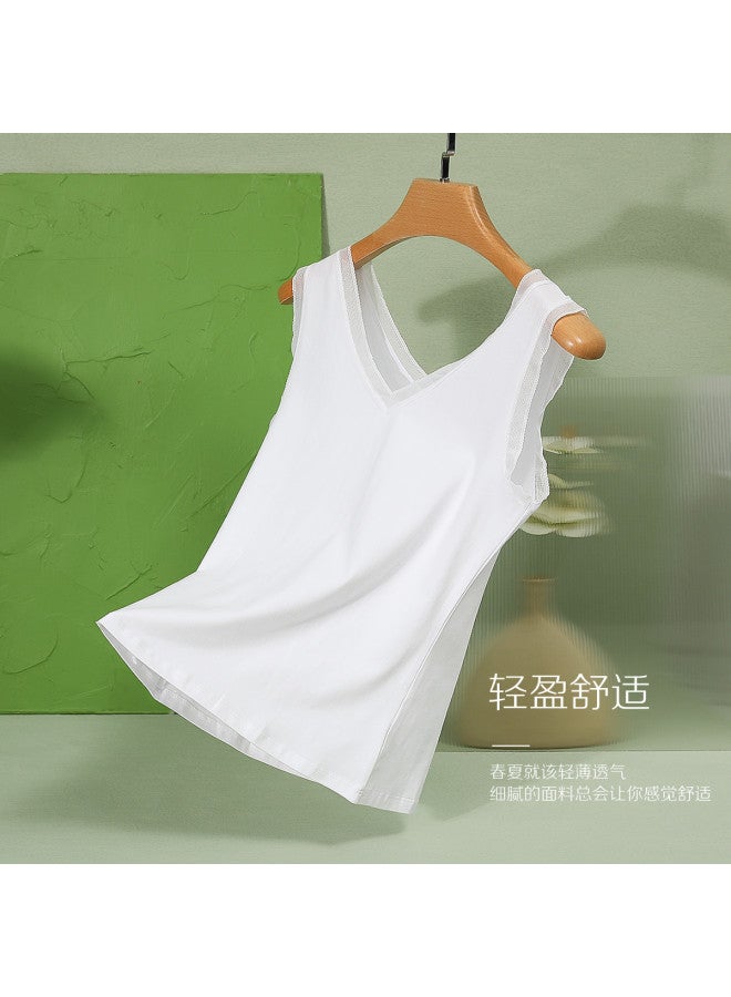 Red Bean Lace V-Neck Camisole For Women - Soft Cotton, Breathable Comfortable, Versatile, Wearable As Outerwear - Image 3