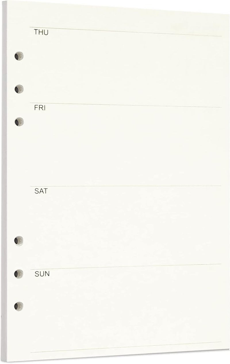 Zelten 1 Pack A5 45 Sheets/90 Pages Weekly Planner Loose Leaf Punched Paper Refills Paper for 6 Hole Binder Personal Organizer Diary Notebook Refillable Planner - Image 1
