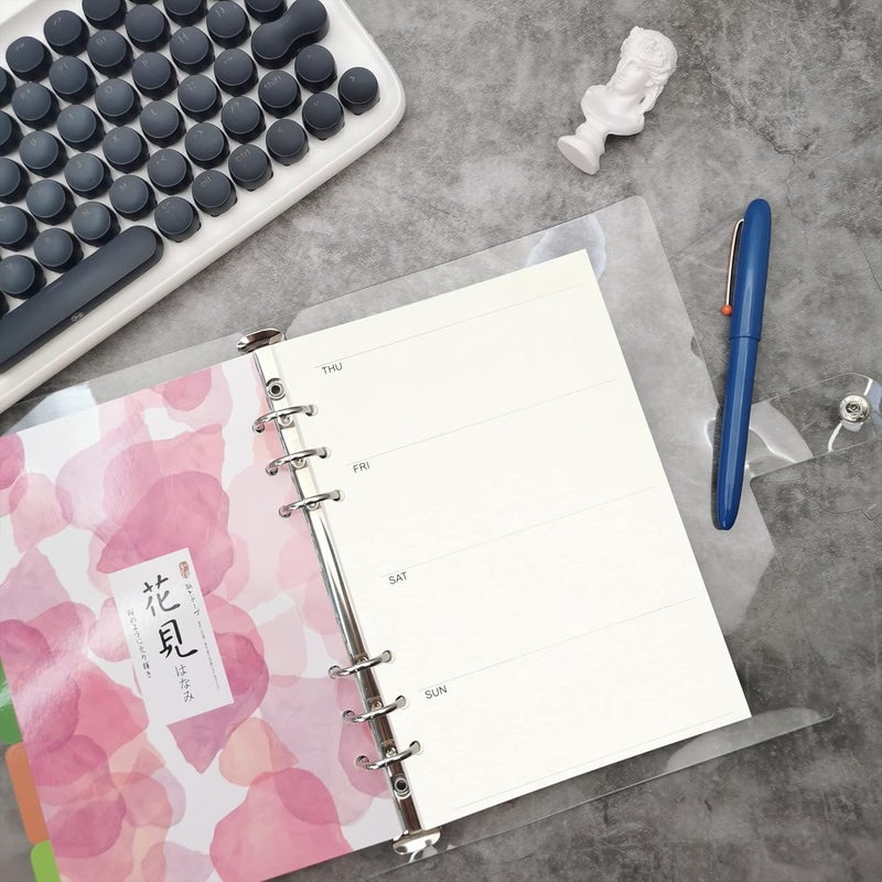 Zelten 1 Pack A5 45 Sheets/90 Pages Weekly Planner Loose Leaf Punched Paper Refills Paper for 6 Hole Binder Personal Organizer Diary Notebook Refillable Planner - Image 3