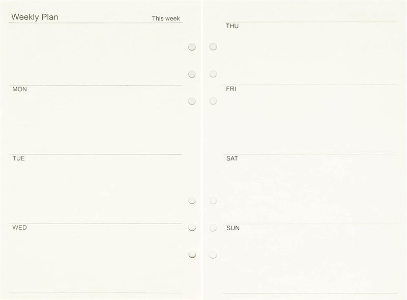 Zelten 1 Pack A5 45 Sheets/90 Pages Weekly Planner Loose Leaf Punched Paper Refills Paper for 6 Hole Binder Personal Organizer Diary Notebook Refillable Planner - Image 2
