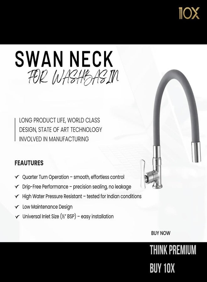 10X Brass Swan Neck SN-801 for Kitchen/Bathroom Flexible Spout Table/Deck Mount Chrome Grey Colour - Image 3