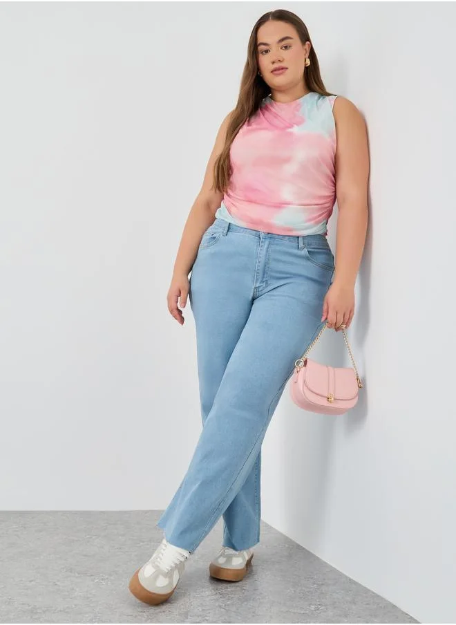 ستايلي Styli Plus Size High Rise Straight Fit Jeans